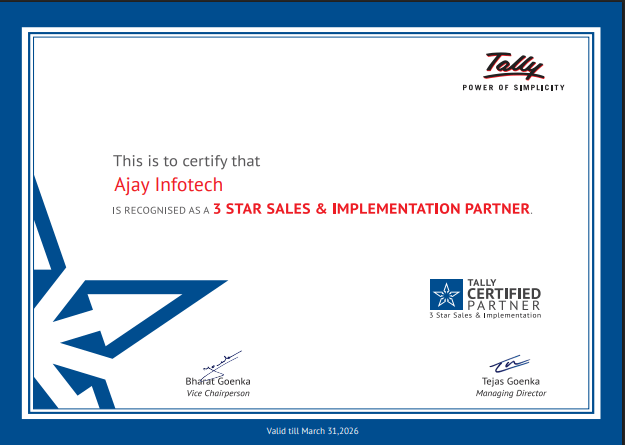 Tally 3-Star Certificate